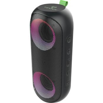 Vertux Rumba Immersive ، IPX6 Bass معزّز مقاوم للماء ، نطاق التردد 20 هرتز -20 كيلو هرتز ، مقاومة 4 أوم ، سعة البطارية 4000 مللي أمبير ، مكبرات صوت لاسلكية مع مصابيح LED "AuraSync" | VE.RUMB
