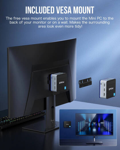 GMKtec NucBox G2 Plus Настольный ультракомпактный мини-ПК, Intel Twin Lake N150(4C/4T) до 3,6 ГГц, 12 ГБ ОЗУ LPDDR5, 512 ГБ SSD, WiFi 6, BT5.2, Windows 11 Pro, черный | NucBox G2 Plus