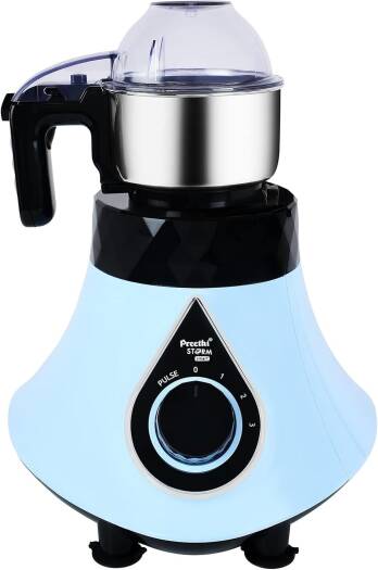 Preethi Storm Smart Mixer Grinder, миксер-измельчитель с 4 емкостями, лезвиями из нержавеющей стали и тройным механизмом безопасности | PREETHI-MG-249/00