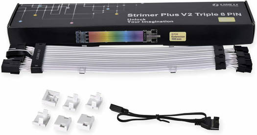 Lian-Li Strimer Plus V2 Тройной 8-контактный кабель Add-RGB, разблокируйте свое воображение, для материнской платы 3-контактный ARGB, калибр 18 AWG, количество светодиодов 162, контроллер не входит в 