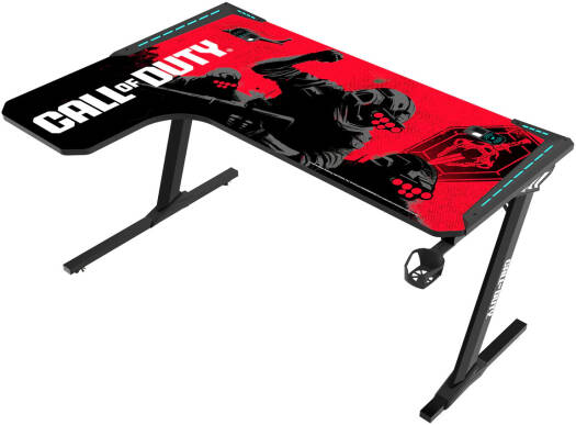 GAMEON Call Of Duty Phantom XL-L L-образный игровой стол с RGB-подсветкой и ковриком для мыши, крючком HP, подстаканником, держателем кабеля, держателем геймпада, беспроводным зарядным устройством Qi 
