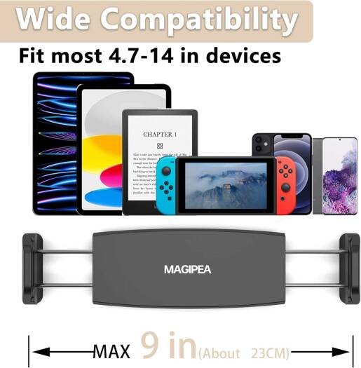 MAGIPEA Tablet Stand Holder, Mount Holder Clip with Grip Flexible Long Arm Gooseneck Compatible with ipad iPhone/Nintendo Switch/Samsung Galaxy Tabs/Amazon Kindle Fire HD - Black