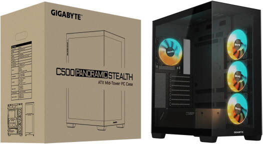 هيكل كمبيوتر GIGABYTE C500 ATX، وحدة معالجة رسومية 410MM/BL ST ATX، عامل شكل برج متوسط، إضاءة RGB، دعم محرك أقراص مقاس 3.5 بوصة، مروحة مثبتة مسبقًا، إدارة كابلات مدمجة، أسود | C500P-ST-ATX