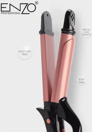 Precision Ware ENZO EN-9107 25 MM 2, щипцы для завивки и выпрямления волос в одном Professional 2, инструмент для укладки волос в одном с регулируемыми настройками температуры, версия Intl, белый