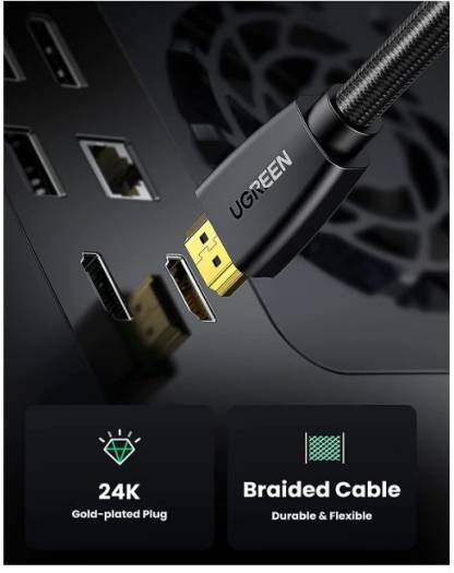 UGREEN HDMI Cable 4K HDMI 2.0 18Gbps High-Speed 4K@60Hz HDMI to HDMI Video Wire, Compatible with MacBook Pro UHD TV Nintendo Switch Xbox / PS5/4 PC Laptop, 2M, Black | 40410