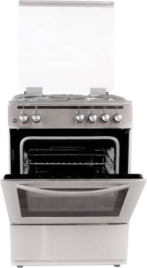 Hoover 60X60 Gas Cooker, 4 Burners, Cast Iron, One Hand Ignition, 60Cm Cooking Range With Rotisserie & Self Cleaning Function, Stainless Steel, Made In Turkey, FGC66.02S
