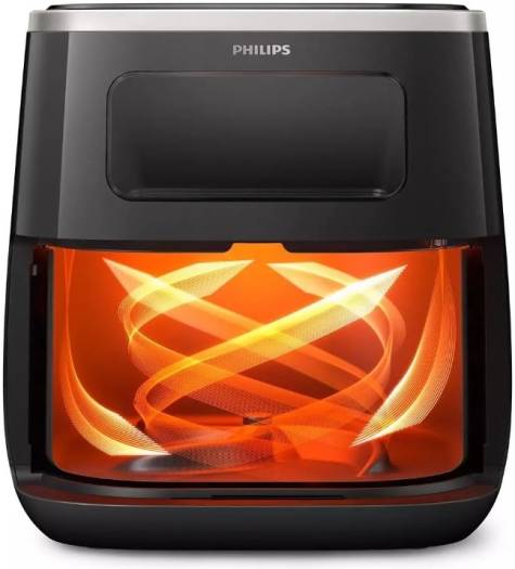 Philips 3000 Series XL Digital Window Air Fryer, Rapid Air Technology, 1700W Power, Up to 60 Minutes Time Control, Plastic Material, 0.8 m Cord Length, Black | HD9257/80