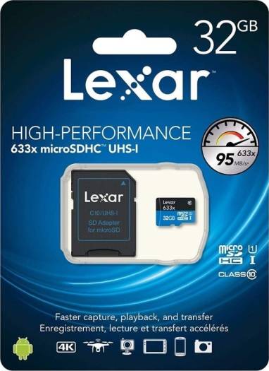 Lexar 633x Micro SDHC/SDXC UHS-I Card 95mbps, 32Gb | LSDMI32GBBEU633A