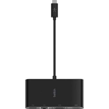 Мультимедийный адаптер Belkin USB-C, совместимый с 4K UHD, кабельные разъемы USB-C / Ethernet / USB-A / VGA / HDMI, черный | AVC005btBK