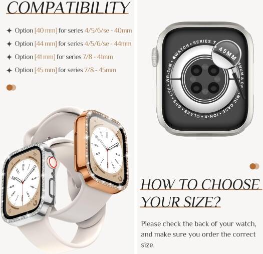 Goton 2-Pack Bling Case для Apple Watch Series 9 8 7 Защитная пленка для экрана 41 мм, Женский блестящий бампер со стразами и бриллиантами, стеклянная крышка для iWatch Аксессуары 41 мм Розовое золото