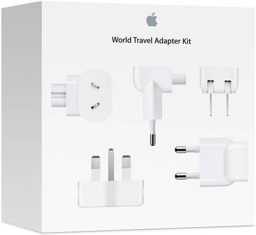 Адаптер Apple World Travel Kit, семь различных вилок переменного тока, совместимость с MagSafe и MagSafe 2, белый | МД837