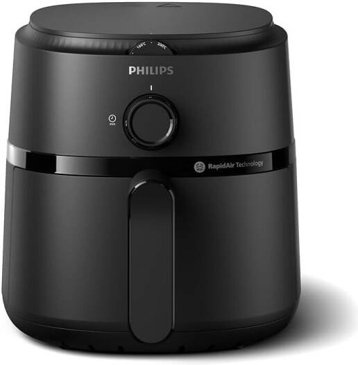 Philips NA110 1000 Series Airfryer, 1300W Power, 12 Cooking Methods, 3.2L Capacity, RapidAir Technology, Non-Slip Feet, Automatic Shut-Off, Cool-Touch Handgrips, Dishwasher Safe, Black | NA110