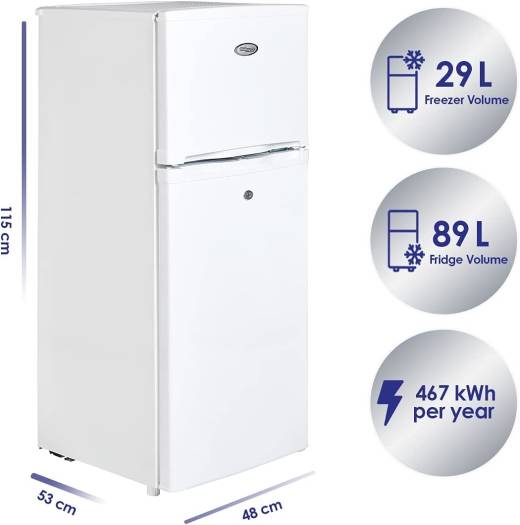 Super General 175 Liters Gross Compact Double Door Refrigerator-Freezer, Reversible door, Tropical Compressor, White, SGR-175-H, 48 x 53 x 115 cm, 1 Year Warranty