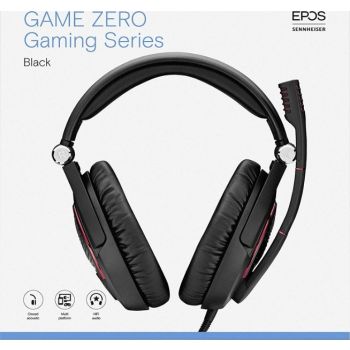 سماعة ألعاب سلكية Epos Game Zero ، صوتي مغلق مع ميكروفون لإلغاء الضوضاء ، تصميم قابل للطي ، تحكم حدسي بحجم الصوت ، أسود | لعبة الصفر