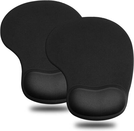 Generic Mouse Pad, Ergonomic Mouse Pads with Comfortable Gel Wrist Rest Support, Non-Slip PU Base, Durable, Easy to Clean, Small, 2 Pack, Black | MSPAD