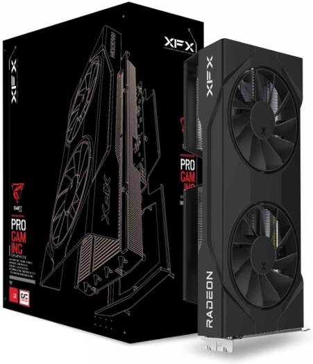Видеокарта XFX Swift AMD Radeon RX 9060 XT OC Gaming Edition, 8 ГБ памяти GDDR6 128-бит, 3320 МГц Boost Speed, 2048 потоковых процессоров, тактовая частота памяти 20 Гбит/с, черный | RX-96TSW8GBQ