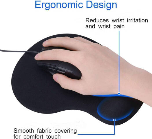 Generic Mouse Pad, Ergonomic Mouse Pads with Comfortable Gel Wrist Rest Support, Non-Slip PU Base, Durable, Easy to Clean, Small, 2 Pack, Black | MSPAD