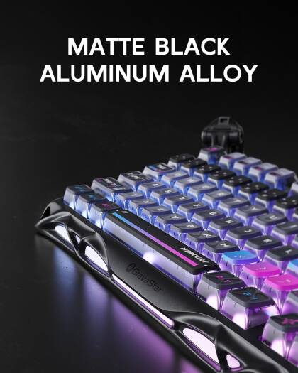 لوحة مفاتيح الألعاب الميكانيكية اللاسلكية GravaStar Mercury K1 Pro 75%، مزودة بمقبس تبديل سريع، ومفاتيح خطية، وإضاءة خلفية RGB وإطار (أسود جالاكسي) | K1 Pro