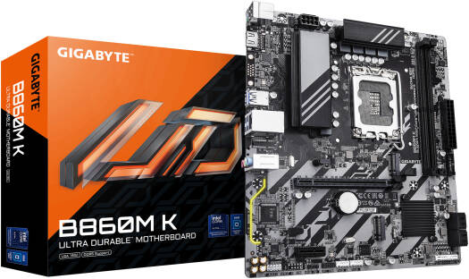 GIGABYTE B860M K LGA 1851 M-ATX Motherboard, Intel B860 Express Chipset, 2x DDR5 DIMM Slots, Up to 128GB Max Memory, 1x PCIe 4.0 x16 Slot, 2x PCIe 4.0 M.2 Slots | B860M-K