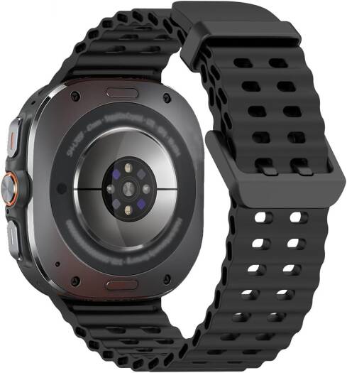 YOFUNTLE 2 Pack No Gap Band متوافق مع Samsung Galaxy Watch Ultra Band 47mm، حزام رياضي بديل قابل للتعديل وجيد التهوية من السيليكون الناعم المحيطي لساعة Galaxy Watch Ultra 47mm، أسود + أسود