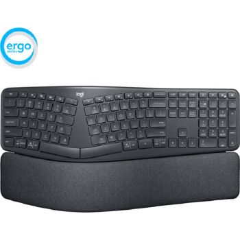 لوحة مفاتيح Logitech Ergo K860 سبليت المريحة ، اتصال Bluetooth و USB ، متوافق مع Windows / Mac ، نطاق لاسلكي 10 أمتار ، قماش مقاوم للبقع ، تخطيط إنجليزي عربي ، أسود | 920-010532