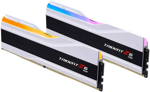 مجموعة ذاكرة سطح المكتب ثنائية القناة DDR5 من سلسلة Trident Z5 RGB سعة 32 جيجابايت (2 × 16 جيجابايت) من G.SKILL، سرعة ذاكرة 6400 MT/s، زمن انتقال CL32 CAS، 1.40 فولت، Intel XMP 3.0، 288 دبوسًا، أبيض |