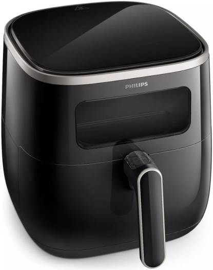 Philips 3000 Series XL Digital Window Air Fryer, Rapid Air Technology, 1700W Power, Up to 60 Minutes Time Control, Plastic Material, 0.8 m Cord Length, Black | HD9257/80