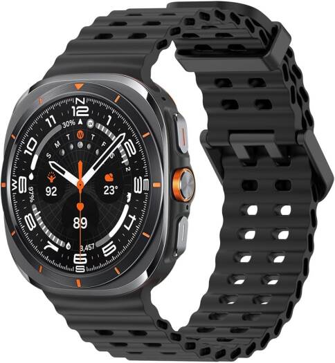 YOFUNTLE 2 Pack No Gap Band متوافق مع Samsung Galaxy Watch Ultra Band 47mm، حزام رياضي بديل قابل للتعديل وجيد التهوية من السيليكون الناعم المحيطي لساعة Galaxy Watch Ultra 47mm، أسود + أسود