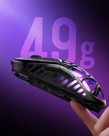 Беспроводная игровая мышь GravaStar Mercury X, сенсор PAW 3950 с разрешением 32 000 точек на дюйм, частота опроса 1000 Гц, вес всего 49 г, полая рама из магниевого сплава, RGB-подсветка, 5 программиру
