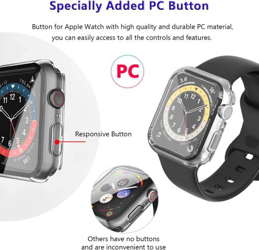 Jncvxn 2 Pack Case 40mm with Built-in Glass Protector Screen متوافق مع Apple Watch Se Series 6/5/4 40mm، غطاء حماية شامل مقاوم للخدش فائق النحافة لـ Iwatch Se Series 6/5/4