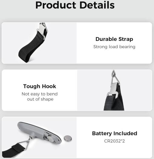 Portable Scale Digital LCD Display 110lb/50kg Electronic Luggage Hanging Suitcase Travel Weighs Baggage Bag Weight Balance Tool, black