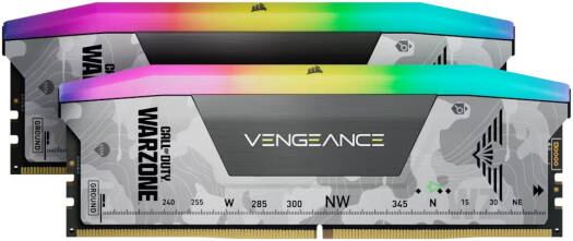 مجموعة ذاكرة CORSAIR VENGEANCE RGB سعة 32 جيجابايت (2 × 16 جيجابايت) DDR5، سرعة ذاكرة 6000 مليون عملية نقل بيانات في الثانية، زمن انتقال CL30 CAS، دعم AMD EXPO وIntel XMP، إصدار Call of Duty Warzone، 