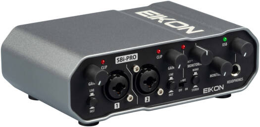 واجهة صوت USB من EIKON EKSBIPRO، بتردد ١٩٢ كيلوهرتز، منفذ XLR أنثى، نوع متوازن، مدخلا XLR/TRS مع مفتاح HI-Z، مسبقات تضخيم ميكروفون عالية الدقة بنطاق ديناميكي ممتد، تعمل عبر ناقل USB | EKSBIPRO