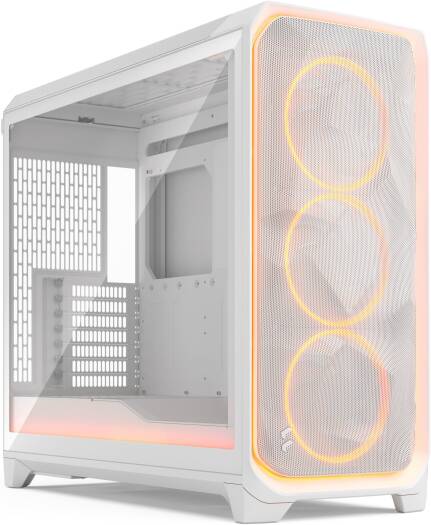 هيكل كمبيوتر كامل البرج من Fractal Design Meshify 3 XL Ambience Pro RGB ATX، مع 3 مراوح Momentum 14، ومبرد حتى 420 مم، ومنظمات كابلات، ولوحة زجاجية شفافة، وزجاج مقسّى، باللون الأبيض | FD-C-MES3X-05