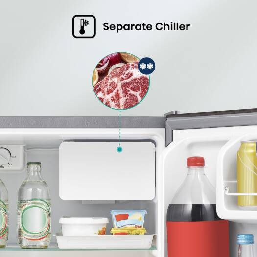 Hisense Single Door Refrigerator with Mechanical Temperature control, Manual Defrost, 2L Bottle Holder, 45L Net Capacity, Silver | RR60D4ASU