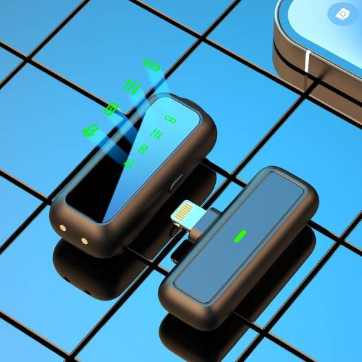 ميكروفون Green Lion SX5 لأجهزة Type-C، توصيل وتشغيل، ميكروفون متعدد الاتجاهات، شاشة رقمية، وقت عمل 6 ساعات، إلغاء الضوضاء النشط، شحن Type-C، نطاق نقل 20 مترًا - أسود