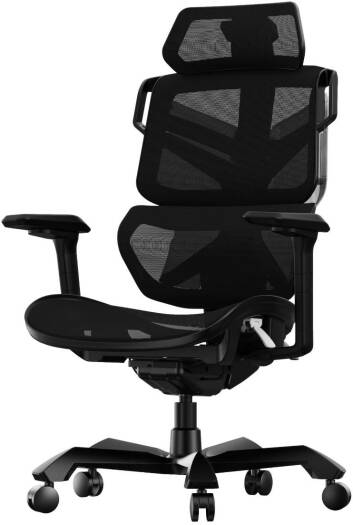 GamerTek Elite Commander Gaming Chair, High Quality Breathable Mesh, Silent Wheels, Three Way Adjustable Armrest, 125kg Max Weight Support, Black | 616985066827