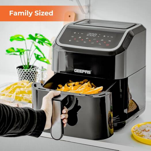 Geepas 5L Digital Air Fryer with Vortex 10-in-1 Convection Air Fryer with LED Touchscreen, 60 Minutes Timer & Non-Stick Basket Oil Free Toaster Oven GAF37527